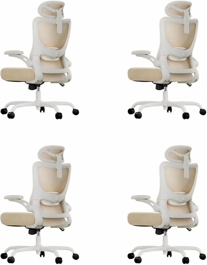 Marsail Ergonomic Office Chair with 3D Armrests, Pack of 4 | Office Desk Chair with High Back Mesh, Adjustable Lumbar Support, Rolling Work Swivel Task Chairs with Wheel, Headrest, home