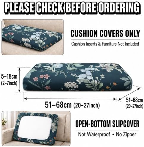 12Pcs Patio Cushion Covers, Outdoor Stretch Cushion Covers, Washable