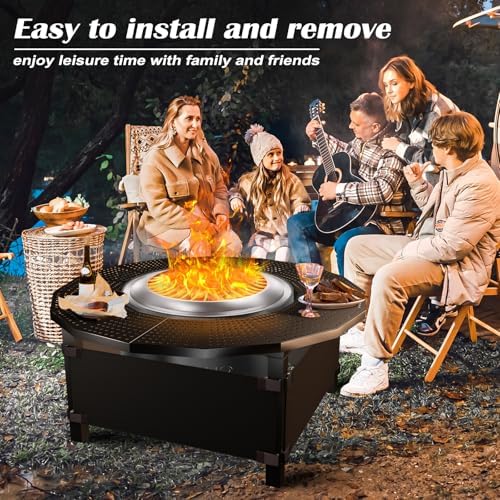 47.8 in with Oxford Cloth Safety Enclosure Fire Pit Surround Tabletop for Solo Stove Yukon, Bonfire & Tiki Fire Pits, 30.2 in Inner, Durable Tabletop, Safe & Spacious Outdoor Accessory.