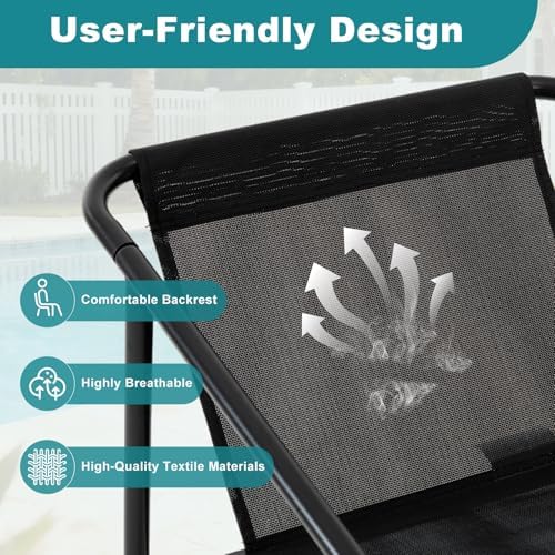 DUMOS 4 Piece Patio Furniture Set, with Table and Chairs, Black