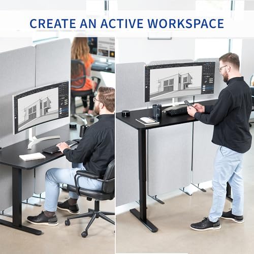 VIVO Electric Standing Desk, Smooth 3-Piece 60" x 24" Dark Gray Top