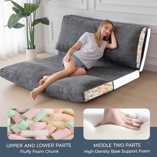 MAXYOYO Folding Sofa Bed, Convertible Chair Couch, Floor Bean Bag Sofa