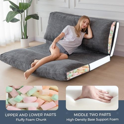 MAXYOYO Folding Sofa Bed, Convertible Chair Couch, Floor Bean Bag Sofa