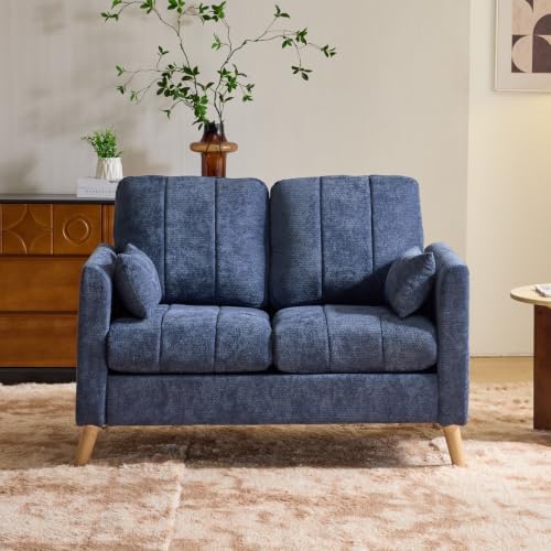 VINGLI 47.2" Tufted Chenille Loveseat, 7.9" Thick Padded Back for Apartment