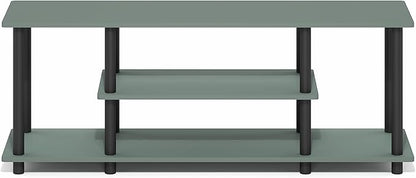 Furinno Turn-N-Tube TV Stand, 3-Tier Open Frame Rectangular Entertainment Center with Storage Shelf, TV Console for TV up to 50 Inch, Toolless Assembly, for Living Room, Bedroom, Sage Green