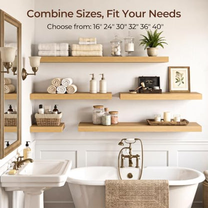 30 Inch Floating Shelves for Wall, Fireplace Mantel Shelf with Invisible Heavy Duty Bracket, 9.3 Inch Deep Storage Shelf for Living Room, Kitchen, Farmhouse, Oak