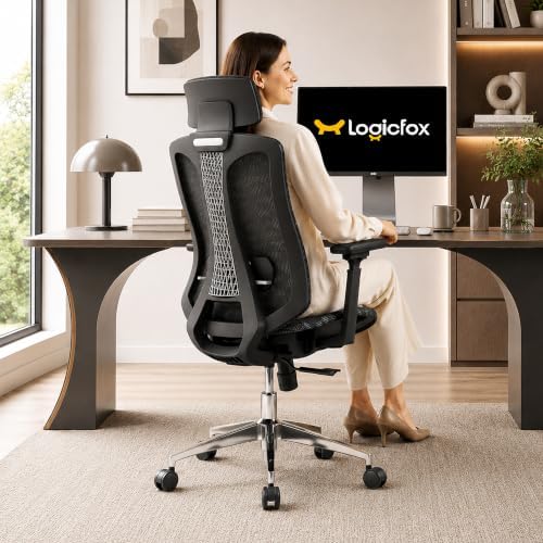 Logicfox Ergonomic Office Chair,High Back Mesh Desk Chair with Headrest