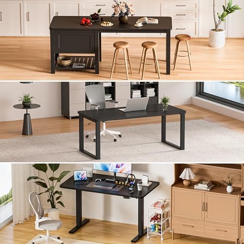 BIZUM Whole-Piece Particle Board Table Top Wood Countertop for Standing Desk DIY, 63x28x1 Inch Black Desk Top