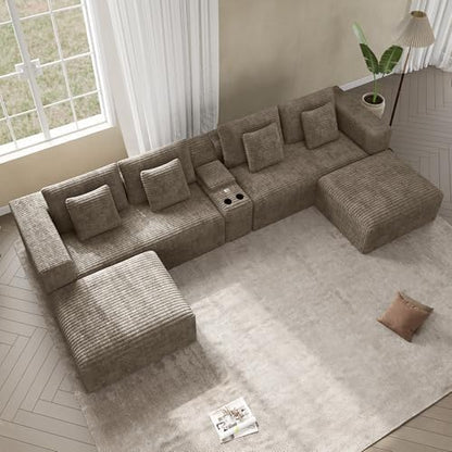 151" Oversized Cloud Sectional Couch for Living Room, Brown