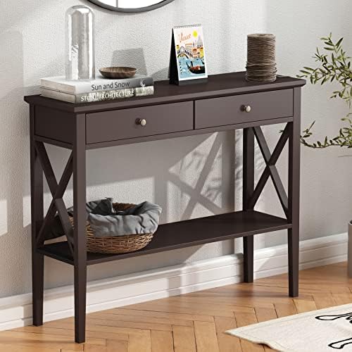 ChooChoo 39" Entryway Table with Drawers and Storage Shelf