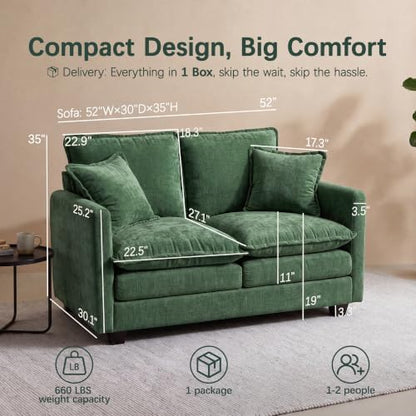 52" Loveseat Sofa, Cloud Love Seat Couches for Living Room