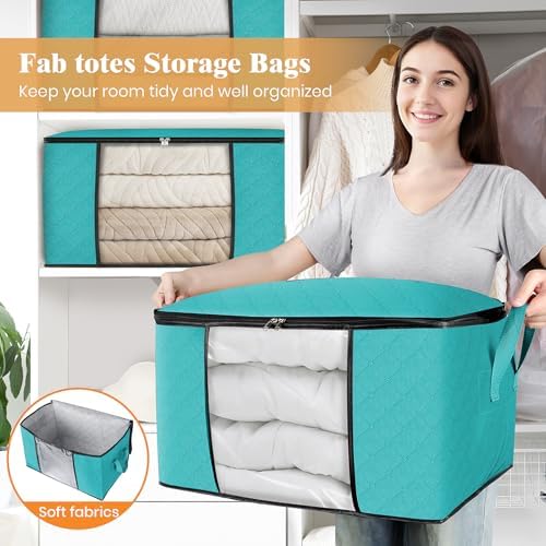 4 Pack Storage Bags for Clothes Blanket Storage Bins with Lids