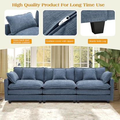 Hanherry Modular Sectional Sofa,Cloud Couch for Living Room,Modern Deep Seat Sofa Chenille Fabric Comfy Couches with Throw Pillows & Movable Ottoman for Apartment