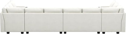 Belffin Oversized U Shaped Modular Sectional Couch for Living Room 10 Seater Modular Sofa Set with Storage Ottoman Large Sectional Couch with Cup Holder White