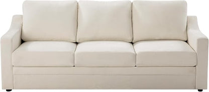 83” Chenille 3 Seats Sofa w/Comfortable Back Cushions, Beige | Modern Couch w/Deep Seat Space, Upholstered 3 Seater Sofa w/High Resiliency Foam for Living Room