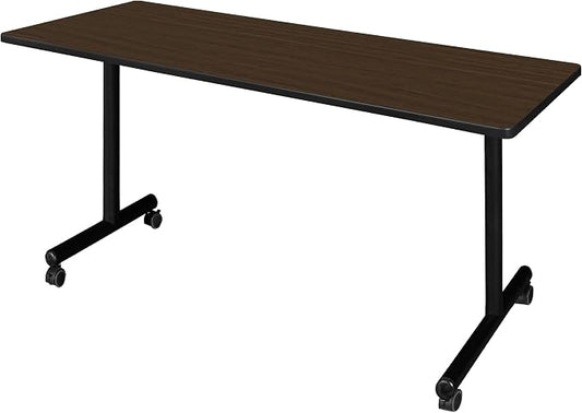 Regency Kobe 66 x 24 in. Mobile T-Base Training Seminar Table- Neo Walnut