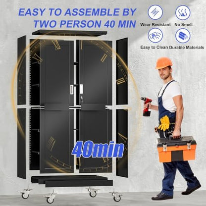 GAIOUS 79” Tall Metal Garage Storage Cabinet with Lock, Steel Tool Cabinet