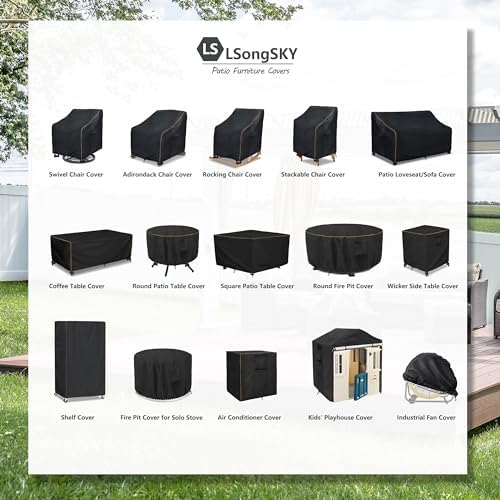 Outdoor Swivel Lounge Chair Cover 2 Pack,Waterproof Heavy Duty Patio Chair Covers,Patio Rocking Chair Covers for Outdoor Furniture,(30 W x 34 D x 38.5 H inches),Black