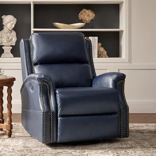 HULALA HOME Swivel Rocking Recliner, Navy