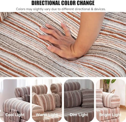 79" Memory Foam Sofa Bed, High Headrest Convertible Futon Boneless Couch
