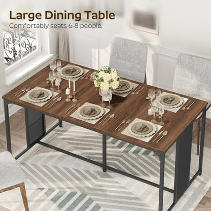 63" Dining Table for 6-8 People, Modern Large Kitchen Table