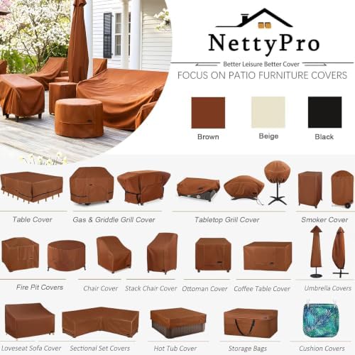 NettyPro Fire Pit Table Cover Rectangular Waterproof, 52x34 inch