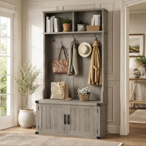 Takywep Extra Large 40" Entryway Hall Tree with Bench & Shoe Storage