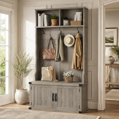 Takywep Extra Large 40" Entryway Hall Tree with Bench & Shoe Storage