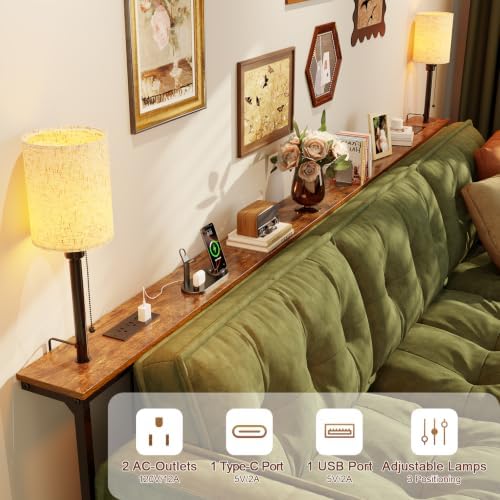 47.2" Long Sofa Table with Lights & Charging Station - 2 AC outlets