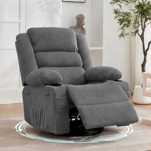 Rocking Recliner Chair For Adults Swivel Recliner Rocker Manual Corduroy