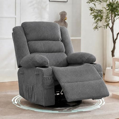 Rocking Recliner Chair For Adults Swivel Recliner Rocker Manual Corduroy