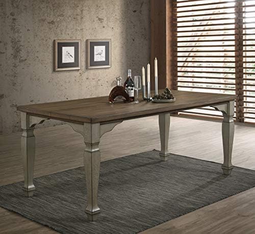 Roundhill Furniture Breda Two-tone Wood Dining Table, Antique Gray and Dark Oak