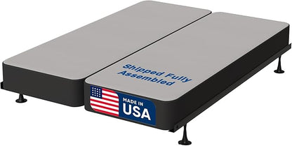 Treaton, Box Spring Bed Base Full Size, 8-Inch Wood Mattress Foundation – Amish Made in USA – Quiet Noise Free, 2-Pieces Under Mattress-Support BoxSpring, Fully Assembled, Gray