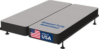Treaton, Box Spring Bed Base Queen Size, 8-Inch Wood Mattress Foundation – Amish Made in USA – Quiet Noise Free, 2-Pieces Under Mattress-Support BoxSpring, Fully Assembled, Gray