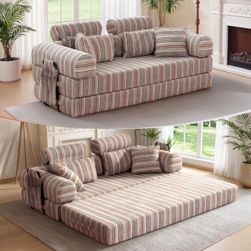 79" Memory Foam Sofa Bed, High Headrest Convertible Futon Boneless Couch