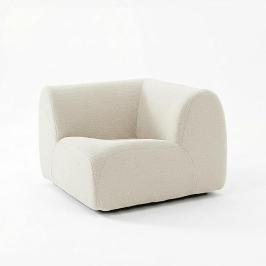 Sofa Corner Modular, Modern Boneless Sofa with Deep Seat, Sherpa Boucle Cloud Couch for Living Room, Cozy Teddy L-Shaped Couches, No Assembly, White, Sofa Corner Modular