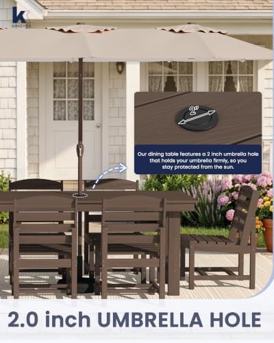 KINGYES 6-Piece Patio Dining Set,HDPE Table Bench and Armless Chairs Coffee
