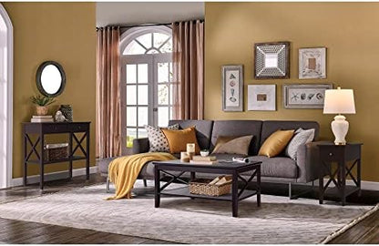 ChooChoo Oxford Console Table with 2 Drawers, Sofa Table Narrow for Entryway, Espresso