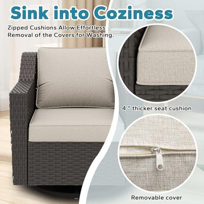 8 Piece Patio Furniture Set, Wicker Outdoor Conversation Set