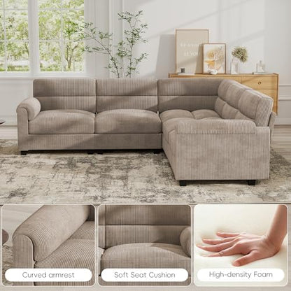 Bonzy Home Modular Sectional couches for Living Room, L Shaped Sofa, Brown