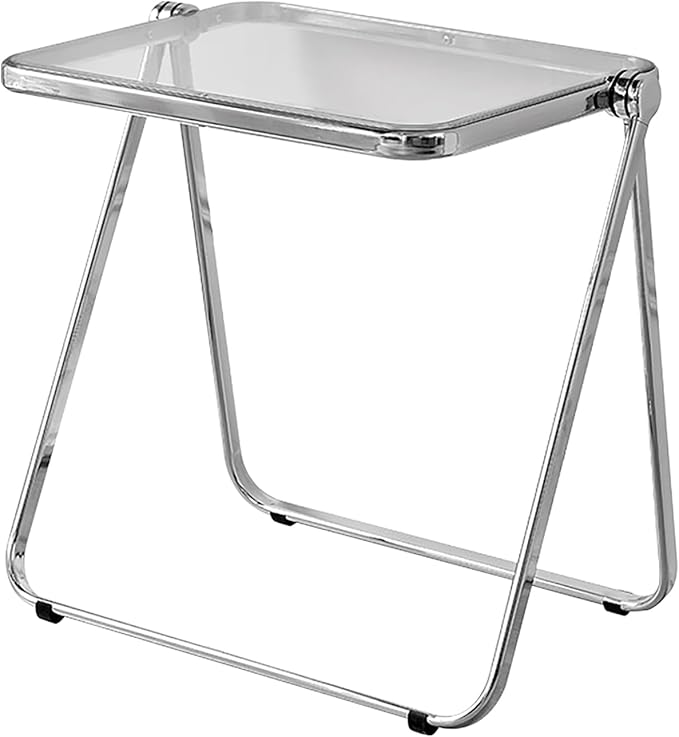 Clear Acrylic Folding TV Tray Table No Assembly Portable Side Desk, Lightweight Compact Computer Table for Small Space Home Office Dorm RV Apartment (Clear)