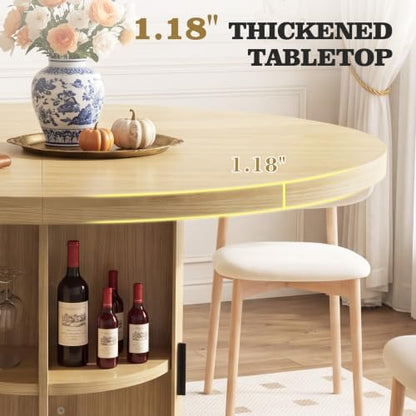 Vipbear 35.5'' Round Dining Table for 2-4 with 2-Tier Storage Shelf