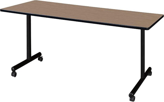 Regency Kobe 72 x 30 in. Mobile T-Base Training Seminar Table- Noble Oak