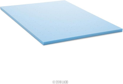 Lucid 2 Inch Memory Foam Mattress Topper, King Size – Cooling Gel Bed Topper – Pressure-Relieving Plush Feel – Ventilated Breathable Design – CertiPur Certified - Dorm Essentials