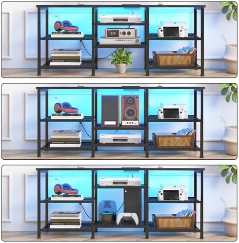 YGEOMER Entertainment Center for TVs Up to 50in with LED Lights, Black