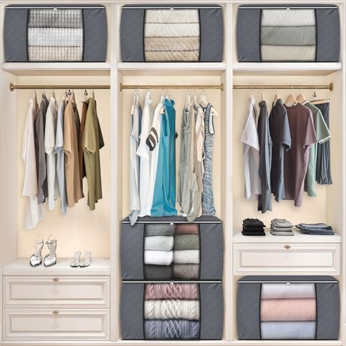 90L Clothes Storage, Foldable Thick Fabric Blanket Storage Bags
