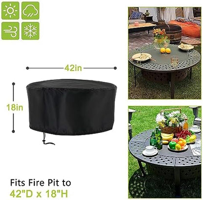 420D Fire Pit Cover 42" D x 18" H fit for PAPABABE for Sunnydaze