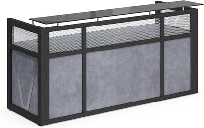 NBF Reception Desk Front Counter Workstation for Office Lobby Reception Area, 87" W x 30" D, Gray, District Collection
