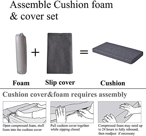 Piano Bench Cushion 36x14 Inch for Indoor with Non Slip Bottom,Dark Gray