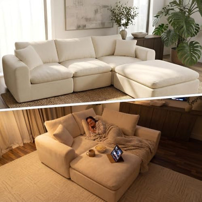 Modular Sectional Boneless Couch, No Assembly Required Oversized Cloud Sofa